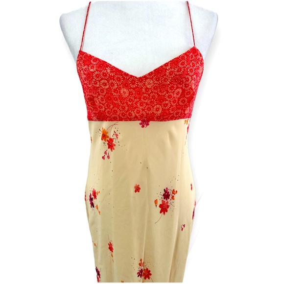Vintage 90’s Ann Taylor 100% Silk Midi Spaghetti Strap Floral Dress - Picture 4 of 5